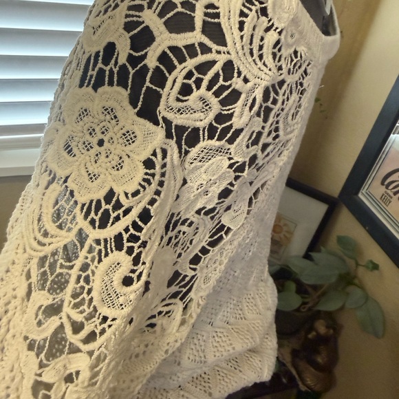 INC International Concepts Cream Lace Knit Sweater - Picture 2 of 4